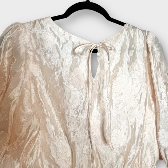 MOON RIVER Puff Sleeve Tiered Organza Pale Peach Midi Dress Size Large Feminjne - Picture 5 of 8